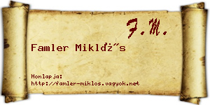 Famler Miklós névjegykártya